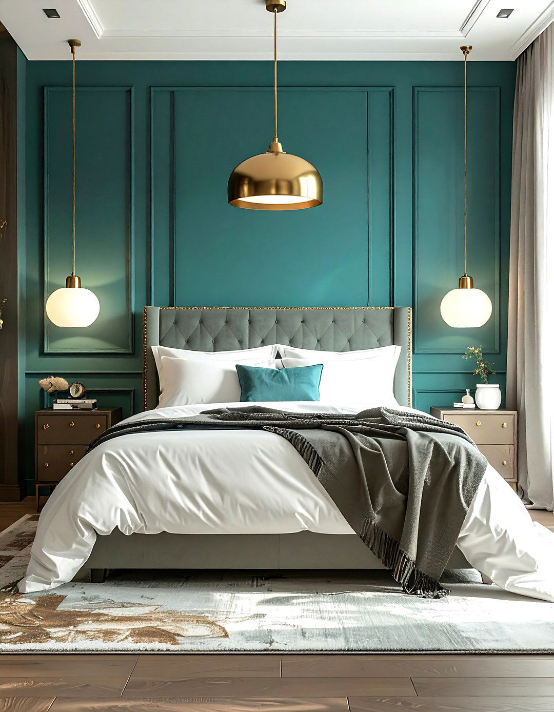 Teal and brass bedroom - 30 minimalist teal bedroom ideas