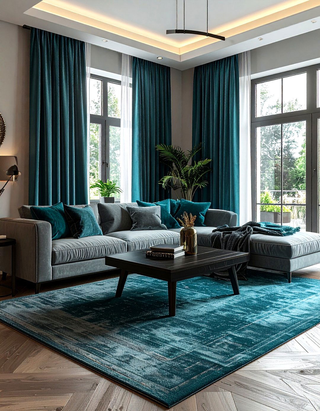 Teal and charcoal boho living room - 30 bohemian teal living room ideas