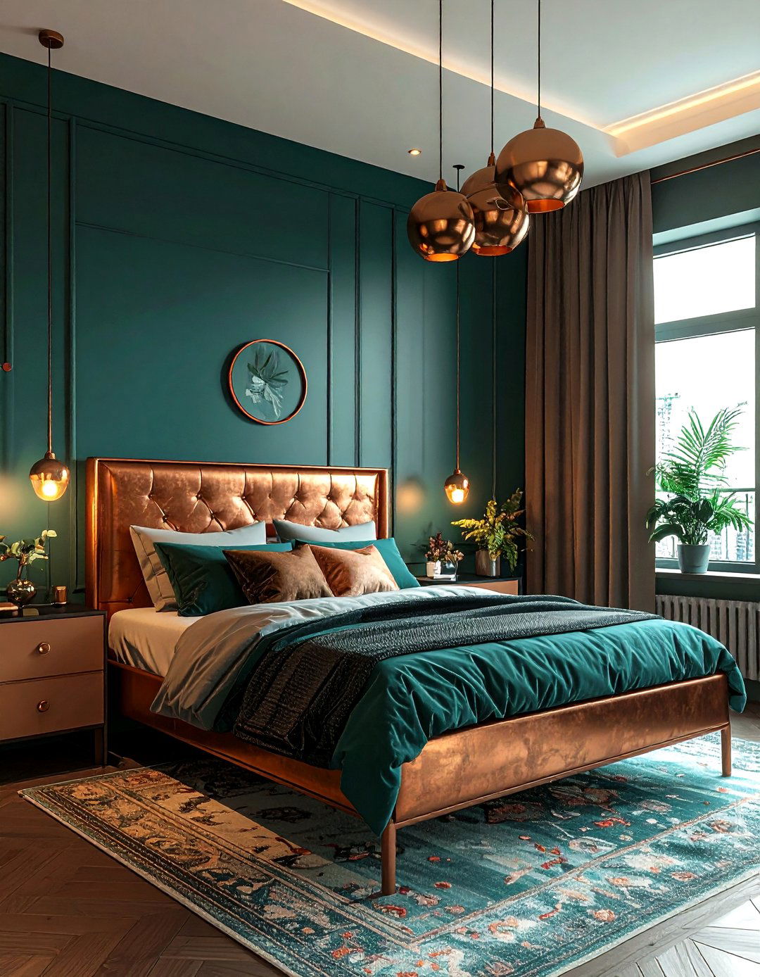 Teal and copper bedroom - 30 cool teal bedroom ideas