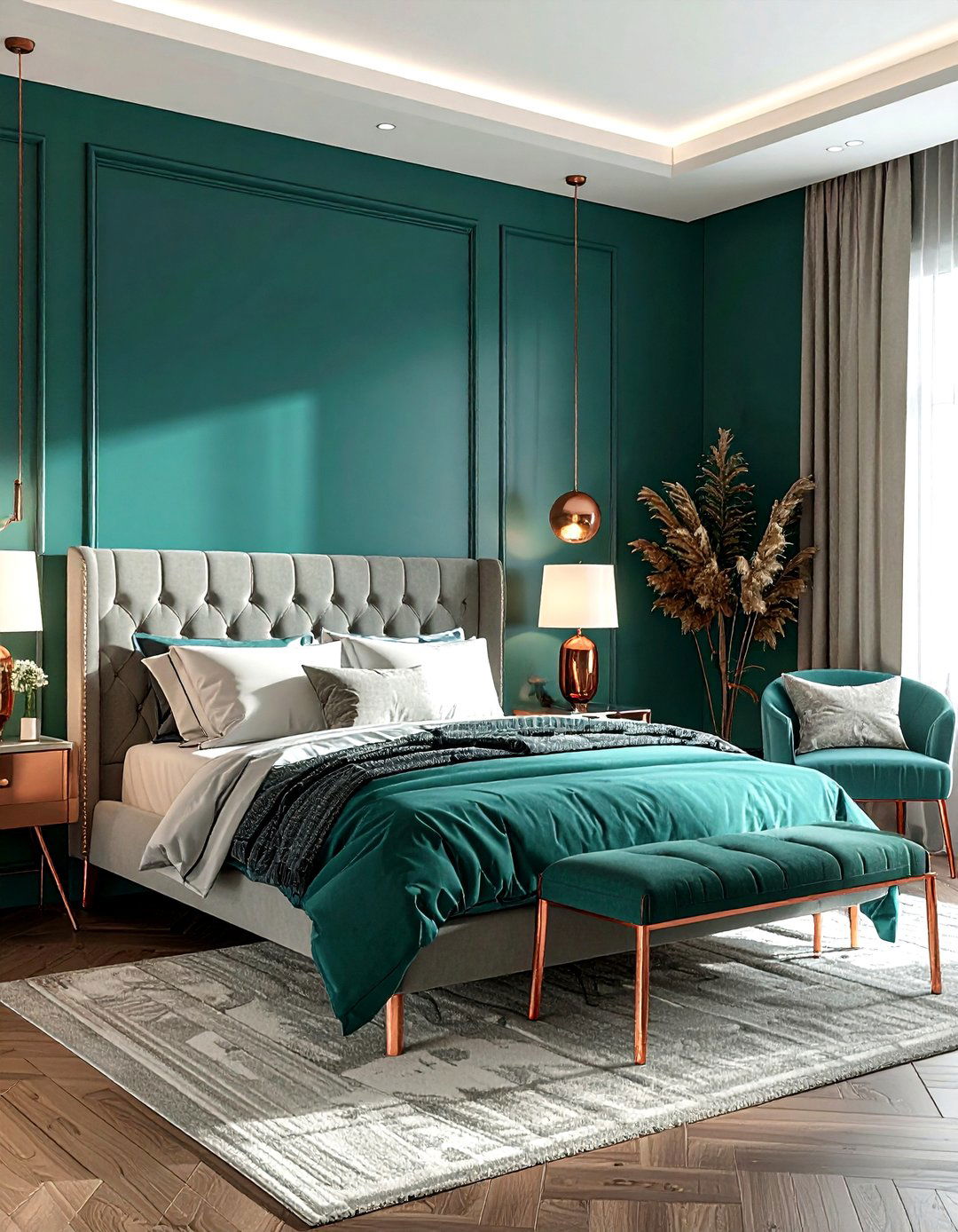 Teal and copper bedroom - 30 minimalist teal bedroom ideas