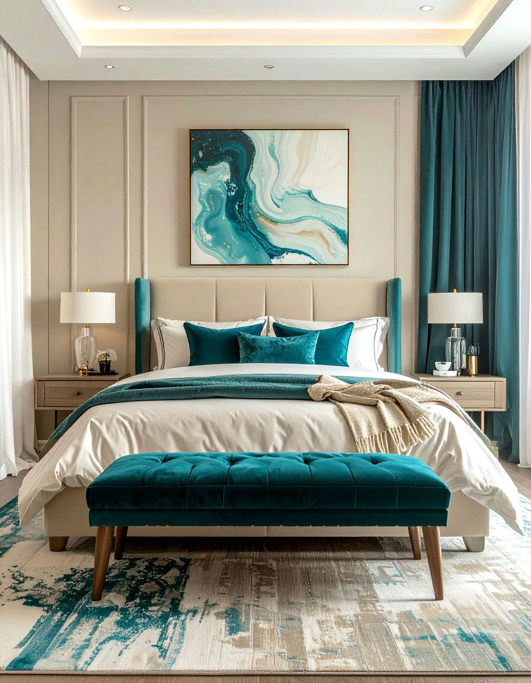 Teal and cream bedroom - 30 minimalist teal bedroom ideas