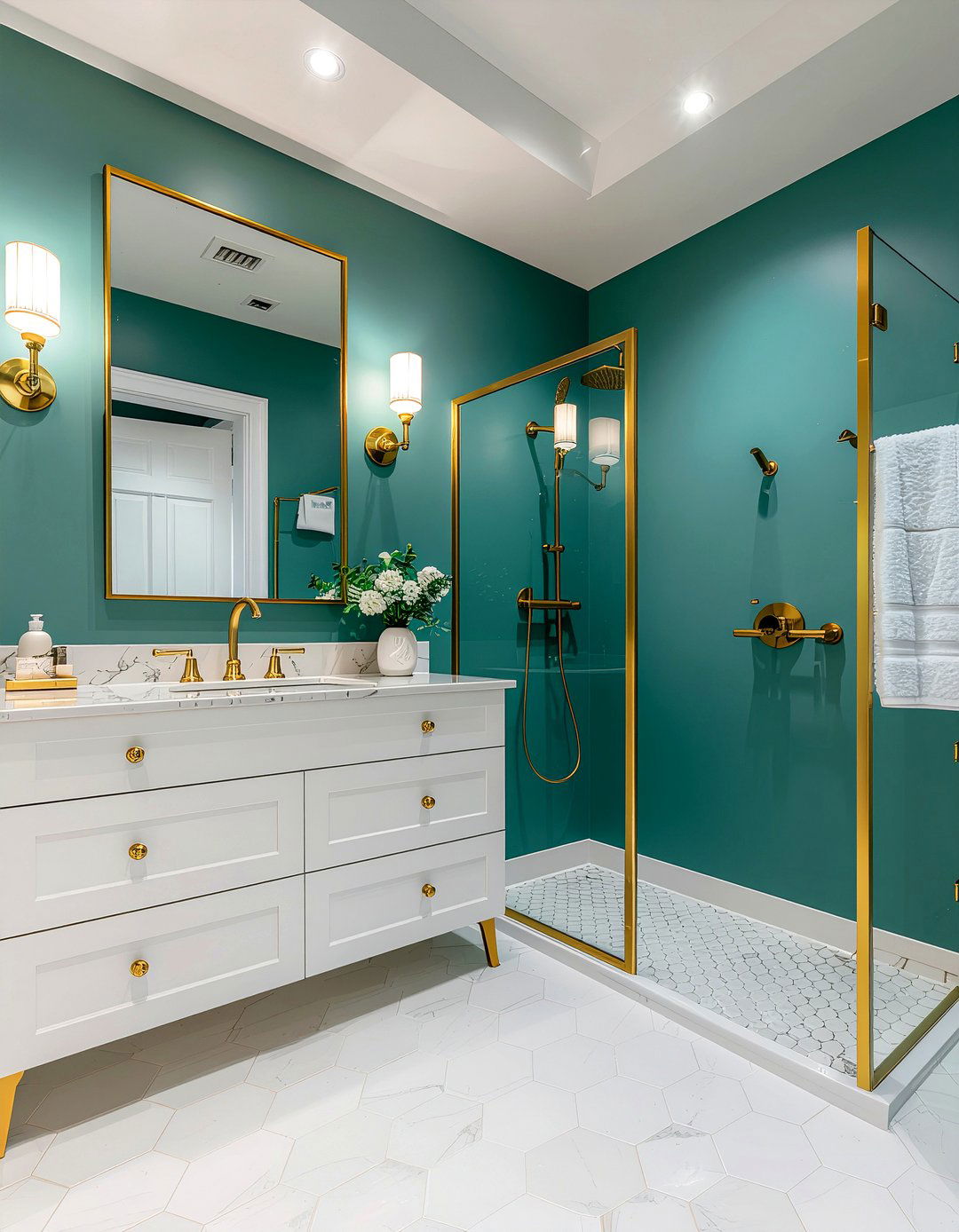 Teal and gold bathroom - 30 cool teal bathroom ideas