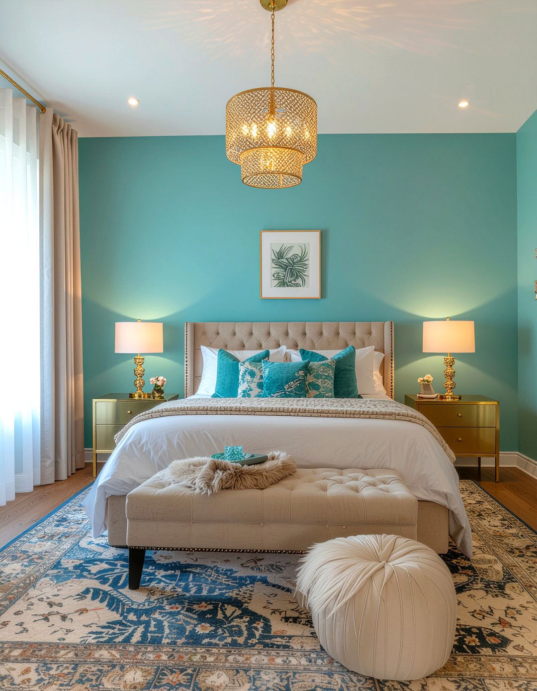 Teal and gold bedroom - 30 jewel toned bedroom ideas
