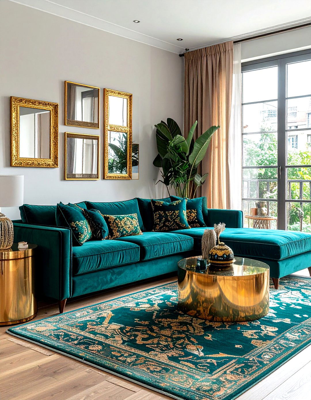 Teal and gold boho living room - 30 bohemian teal living room ideas