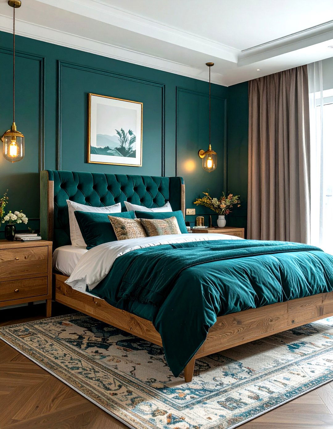 Teal and gold farmhouse bedroom - 30 farmhouse teal bedroom ideas