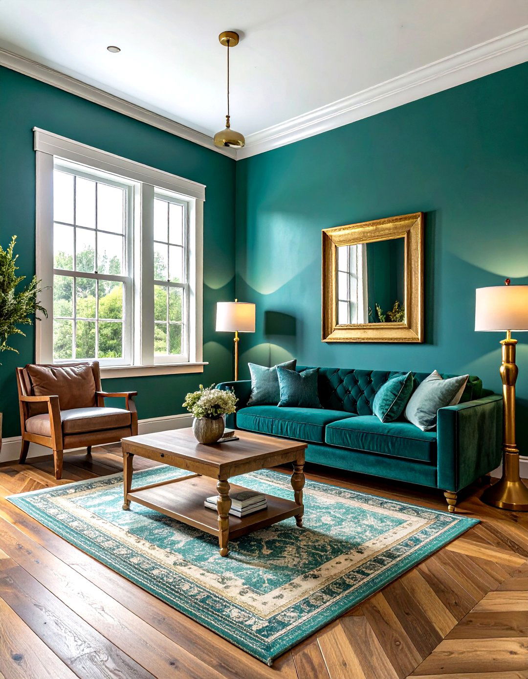 Teal and gold farmhouse decor - 30 farmhouse teal living room ideas