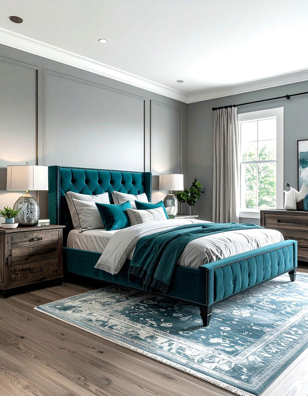 Teal and gray farmhouse bedroom - 30 farmhouse teal bedroom ideas