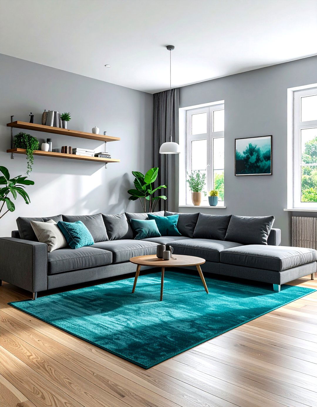 Teal and gray living room - 30 minimalist teal living room ideas