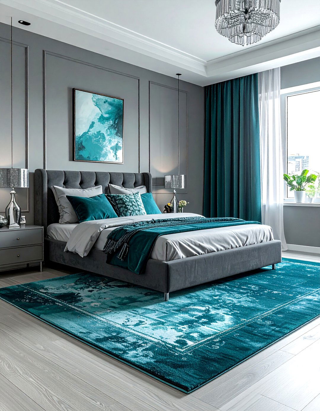 Teal and grey bedroom - 30 cool teal bedroom ideas