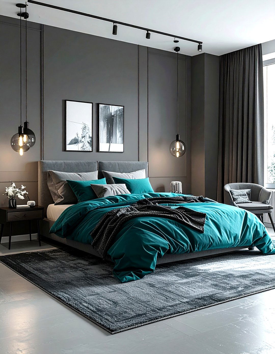 Teal and grey bedroom - 30 minimalist teal bedroom ideas