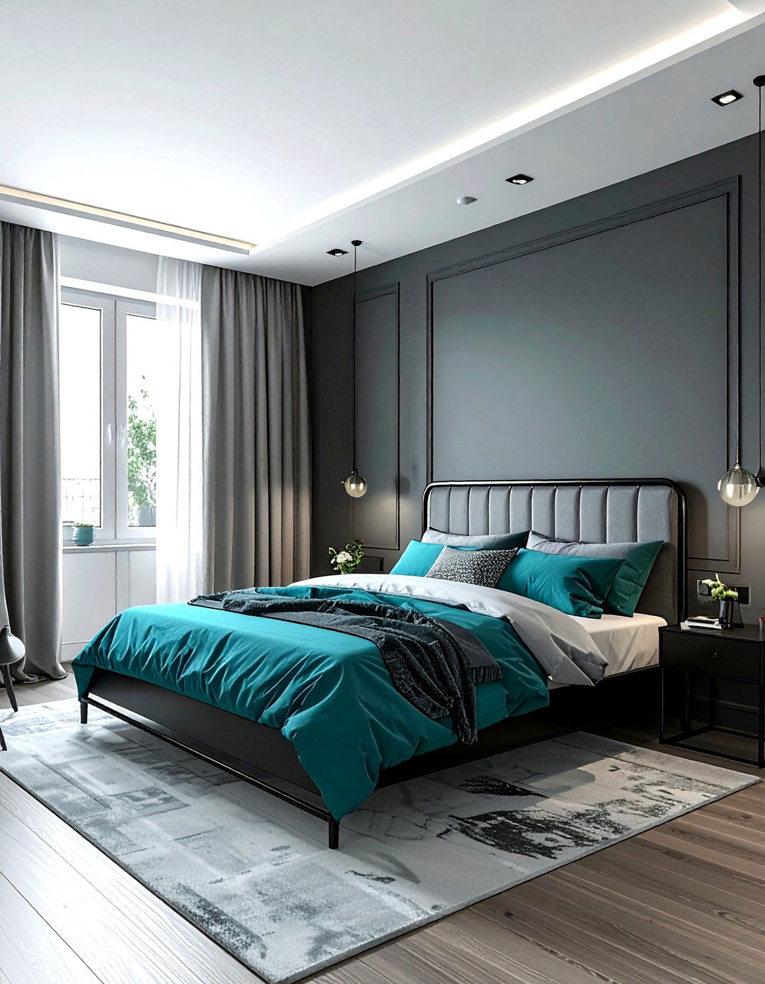 Teal and grey bedroom - 30 contemporary teal bedroom ideas