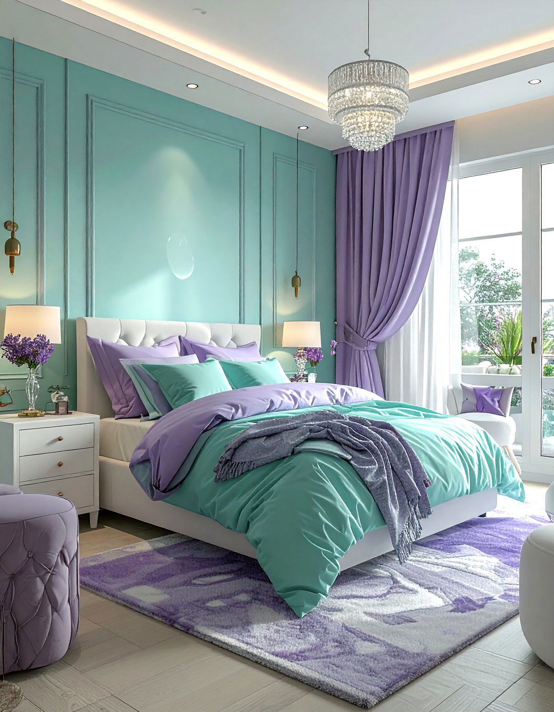 Teal and lavender bedroom - 30 cool teal bedroom ideas