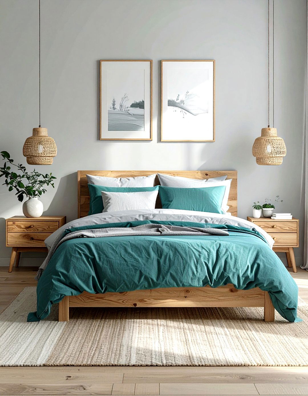 Teal and linen bedroom - 30 minimalist teal bedroom ideas
