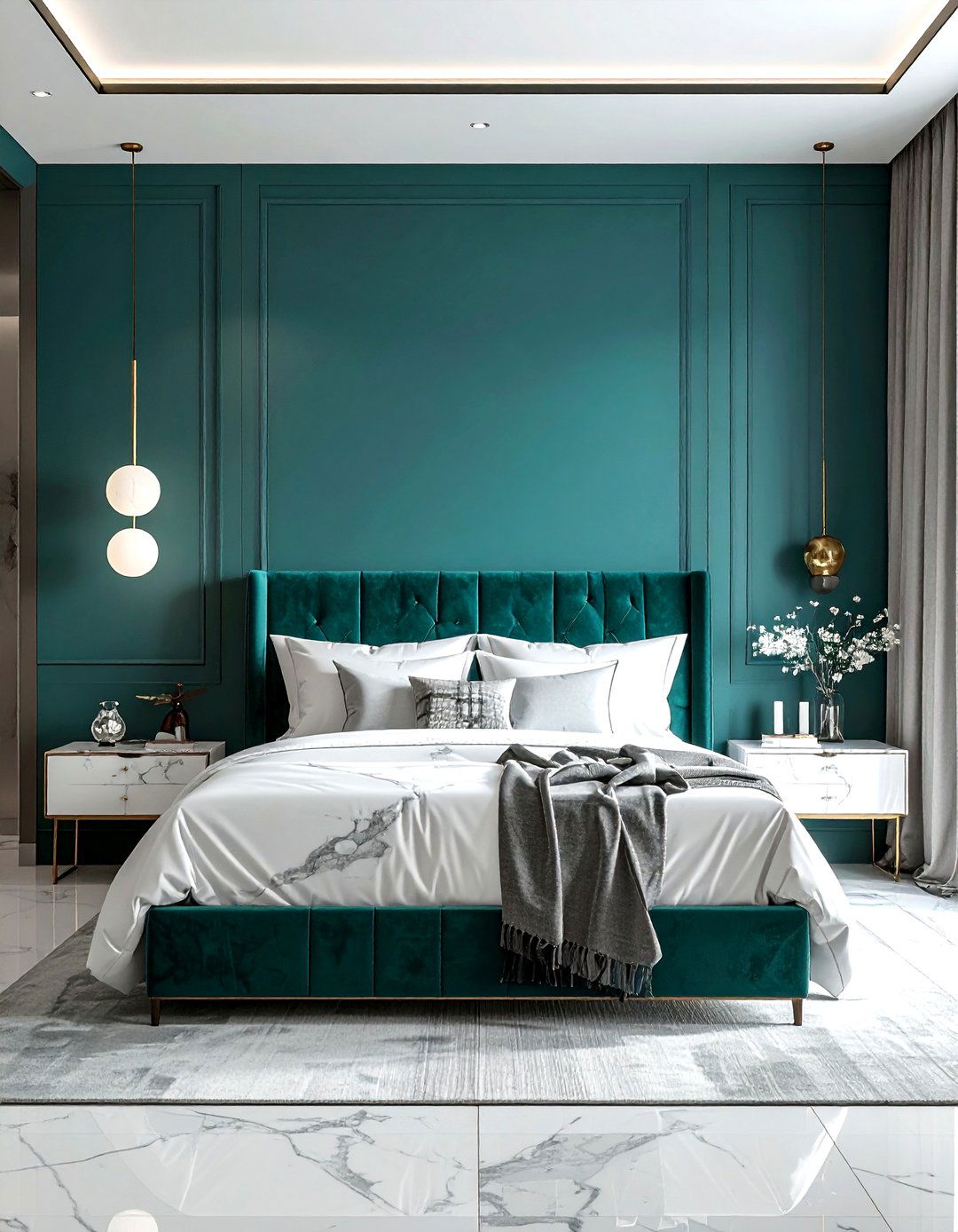 Teal and marble bedroom - 30 minimalist teal bedroom ideas