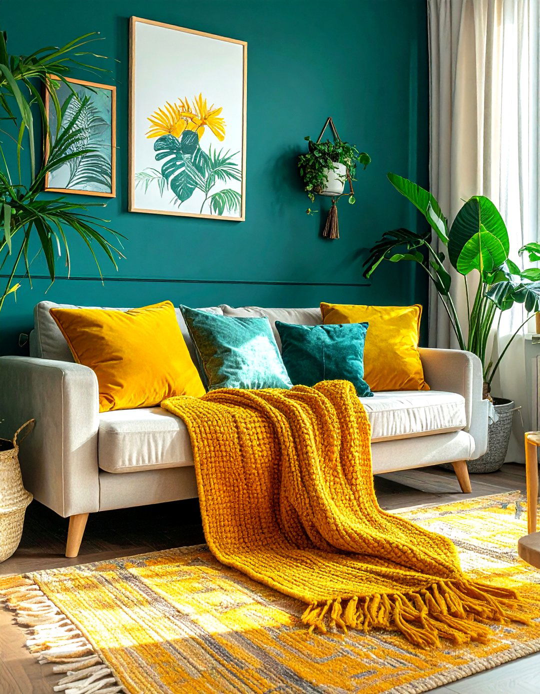 Teal and mustard yellow living room - 30 bohemian teal living room ideas