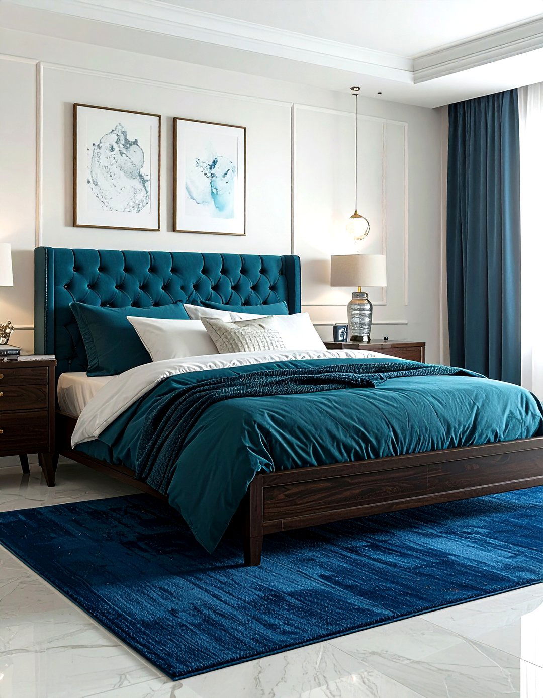 Teal and navy bedroom - 30 minimalist teal bedroom ideas