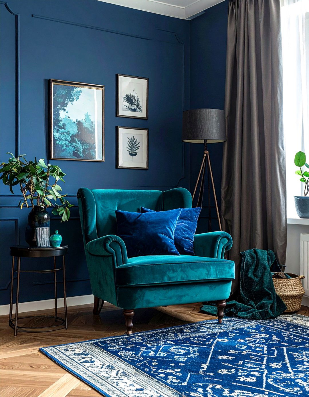 Teal and navy boho living room - 30 bohemian teal living room ideas
