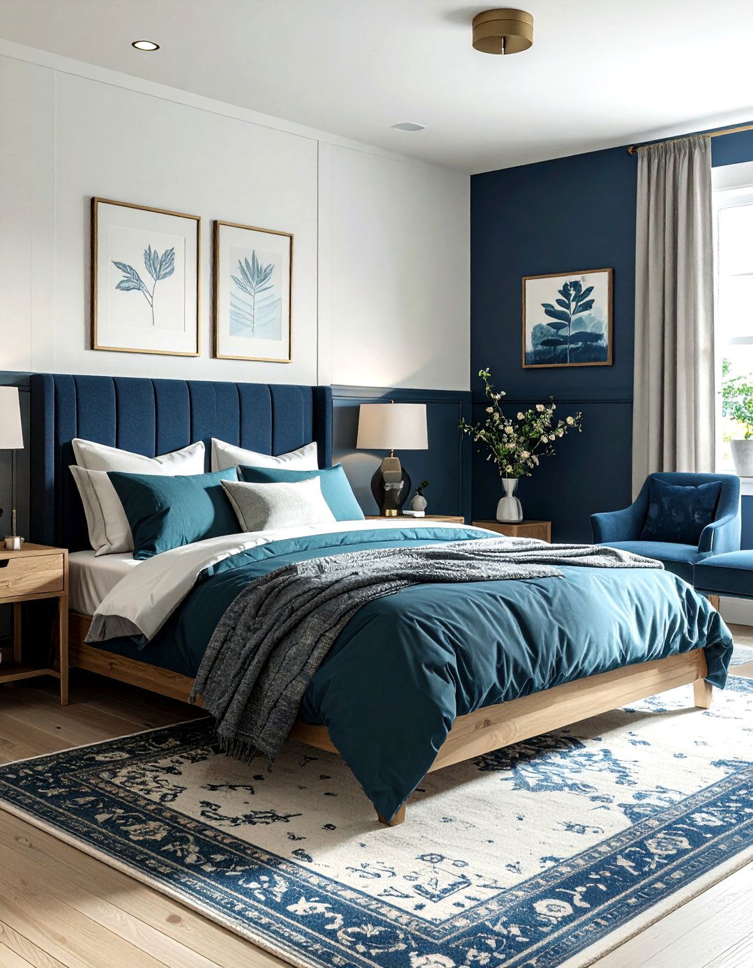 Teal and navy farmhouse bedroom - 30 farmhouse teal bedroom ideas