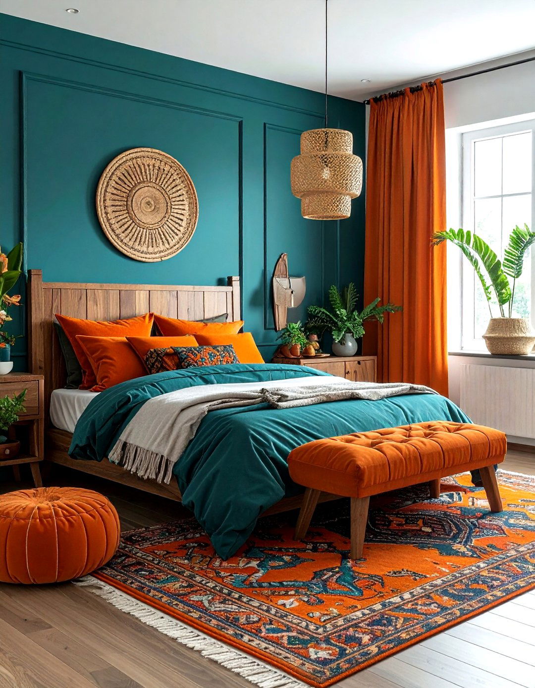 Teal and orange bedroom - 30 bohemian teal bedroom ideas