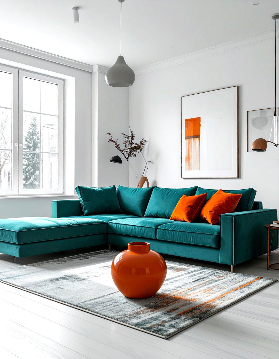 Teal and orange living room - 30 minimalist teal living room ideas