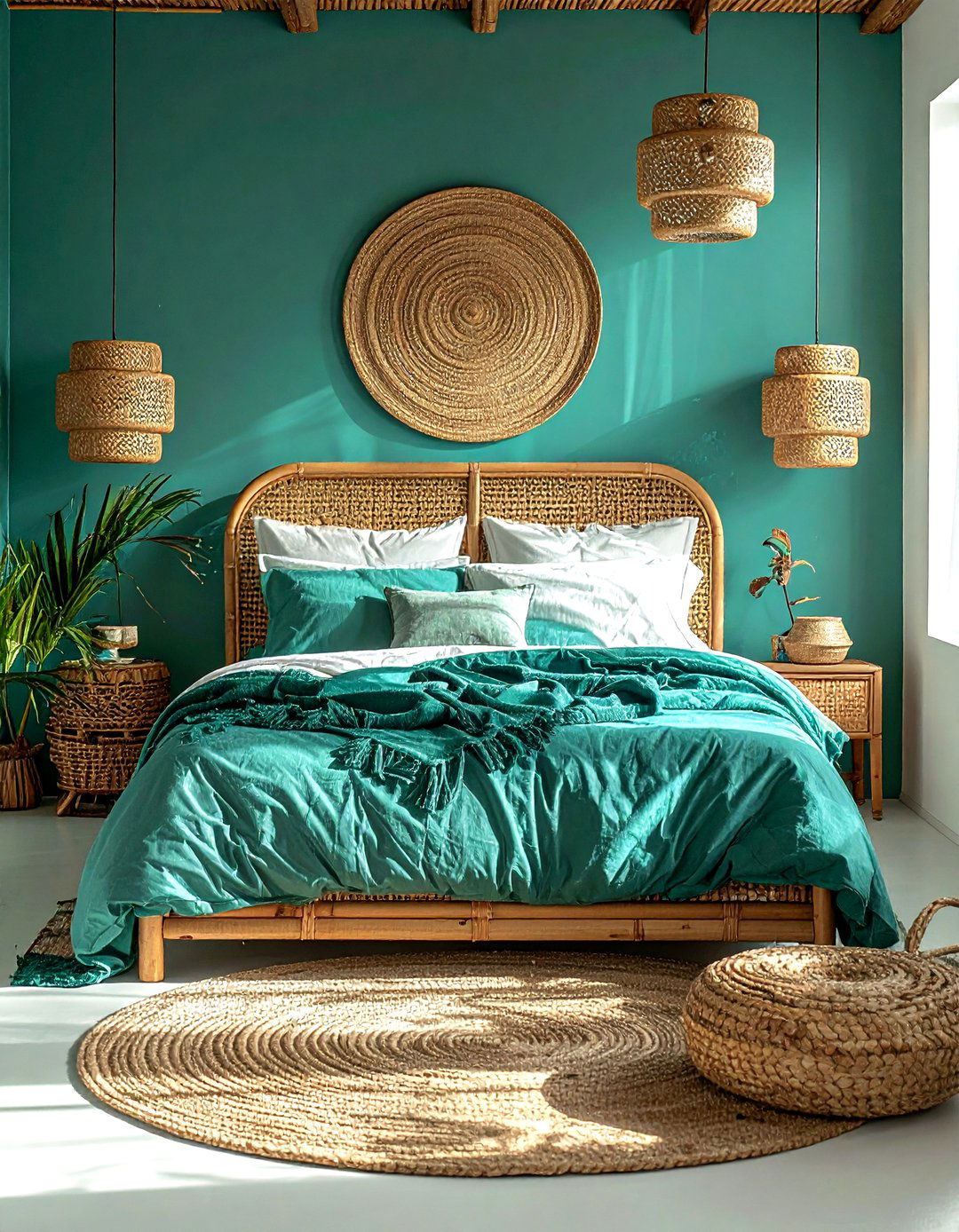 Teal and rattan bedroom - 30 minimalist teal bedroom ideas