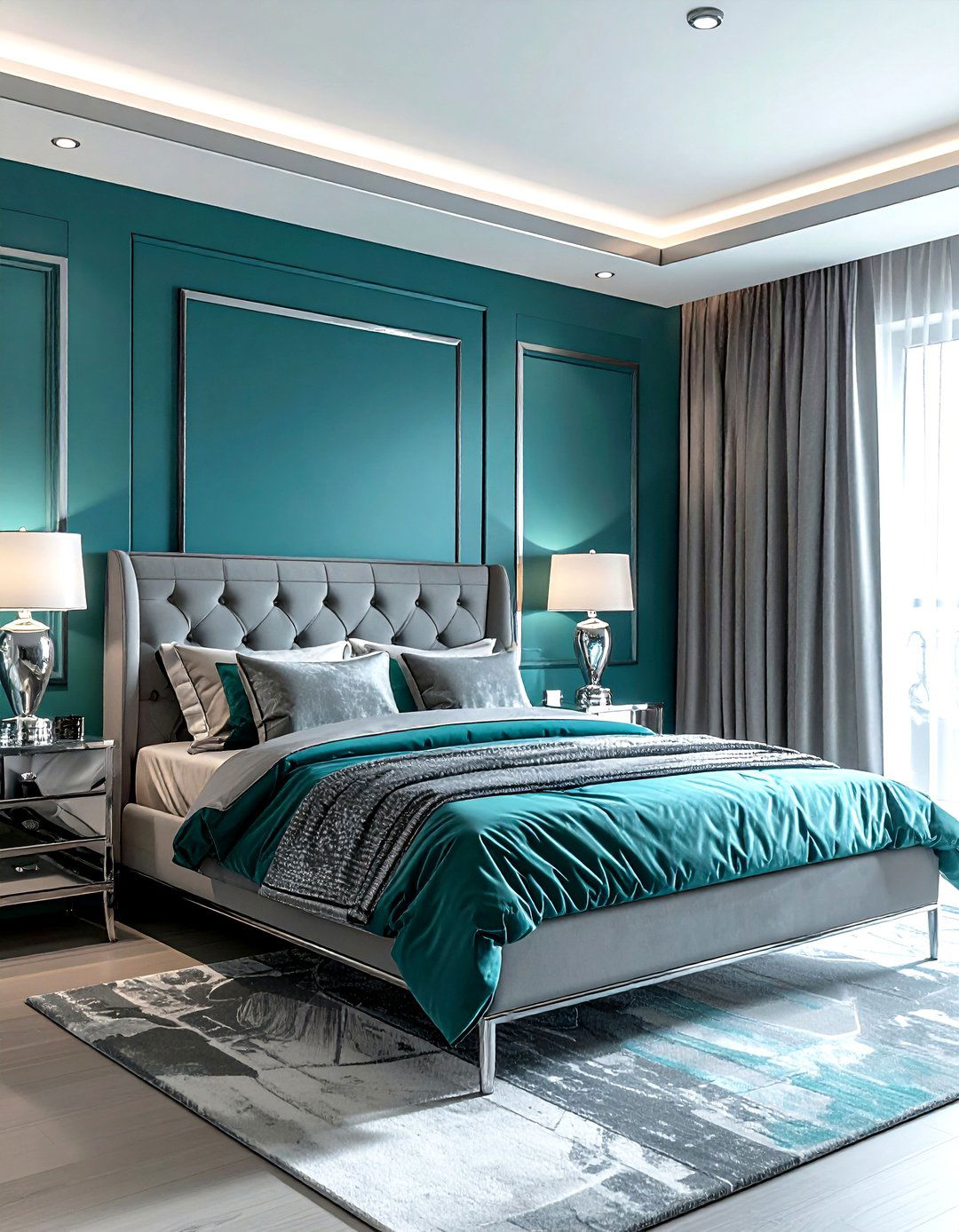 Teal and silver bedroom - 30 minimalist teal bedroom ideas