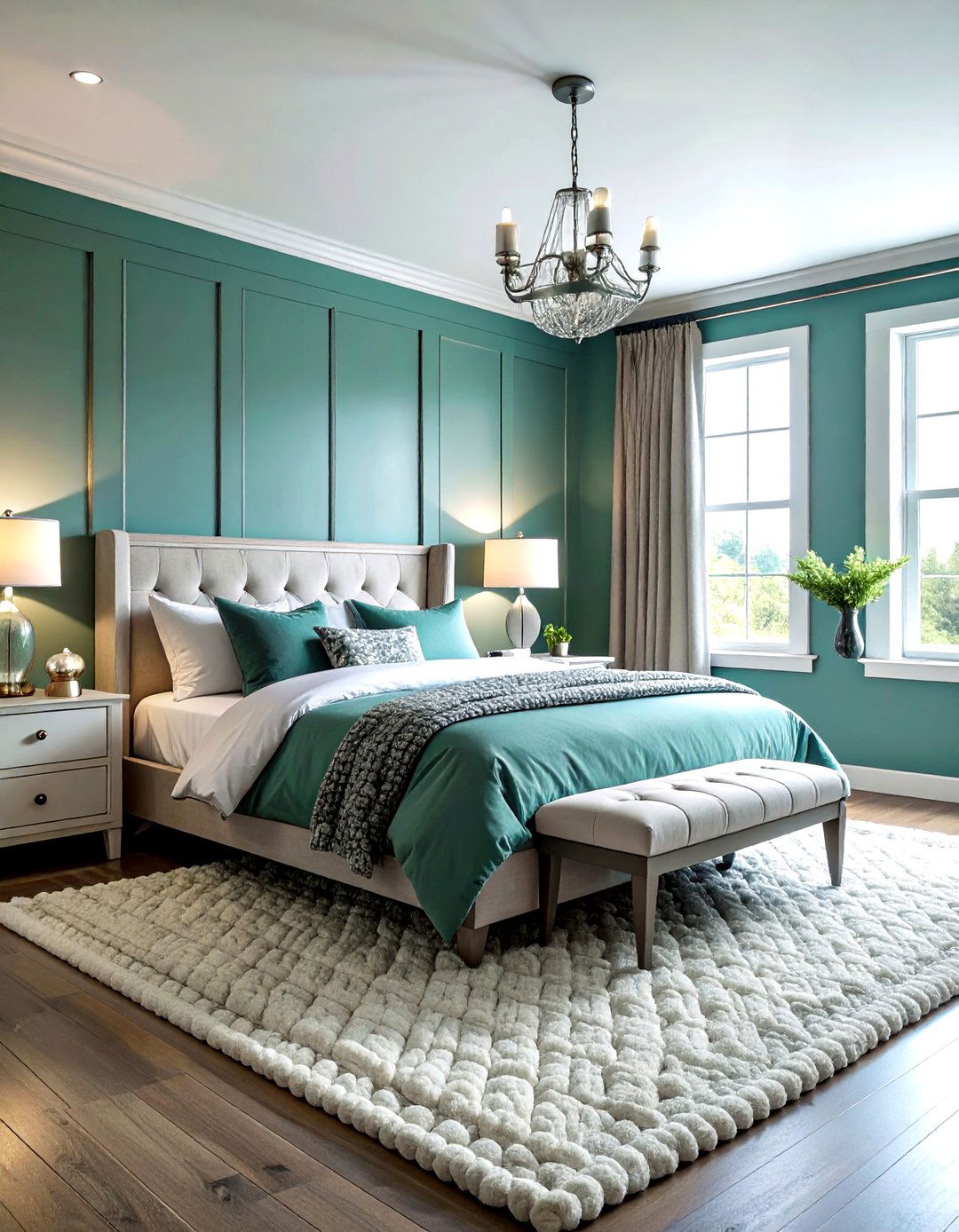 Teal and silver farmhouse bedroom - 30 farmhouse teal bedroom ideas