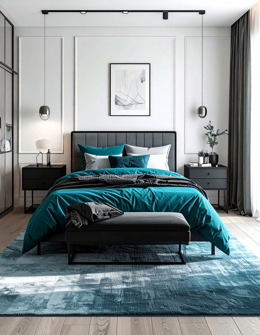 Teal and slate bedroom - 30 minimalist teal bedroom ideas