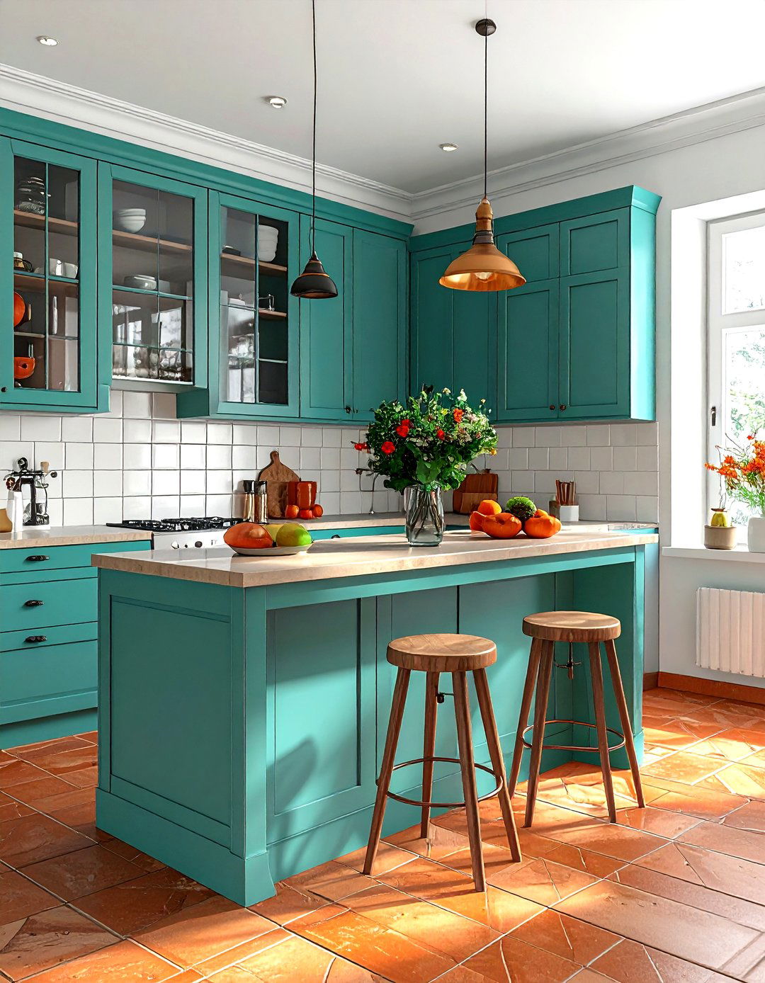 Teal and terracotta kitchen - 30 terracotta kitchen ideas