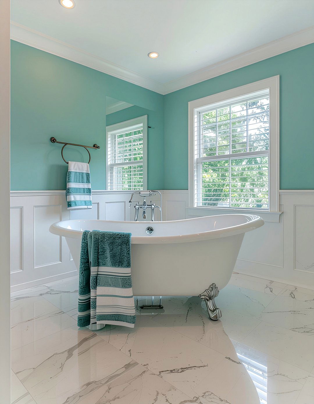 Teal and white bathroom - 30 cool teal bathroom ideas