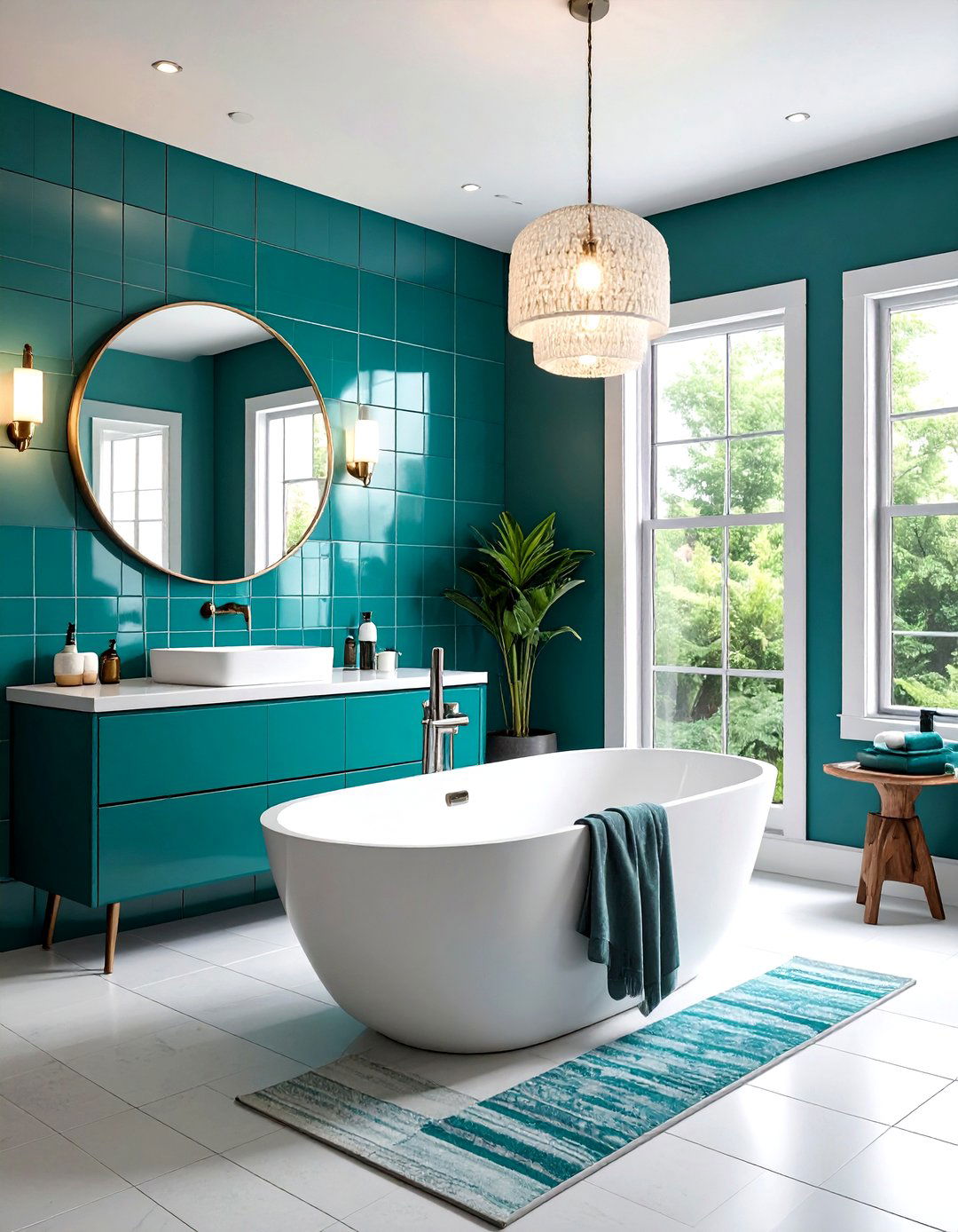Teal and white bathroom - 30 green and white bathroom ideas