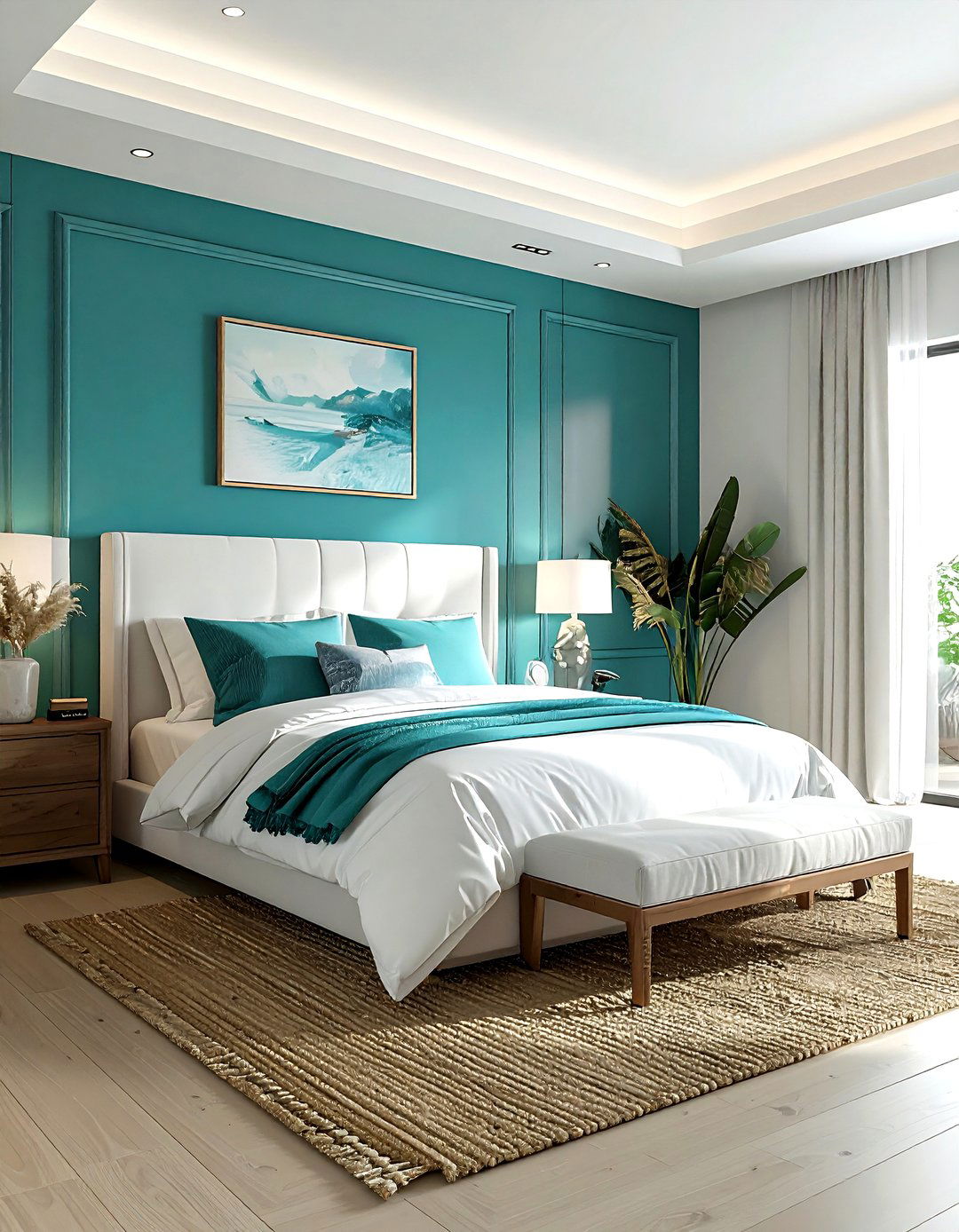 Teal and white bedroom - 30 cool teal bedroom ideas