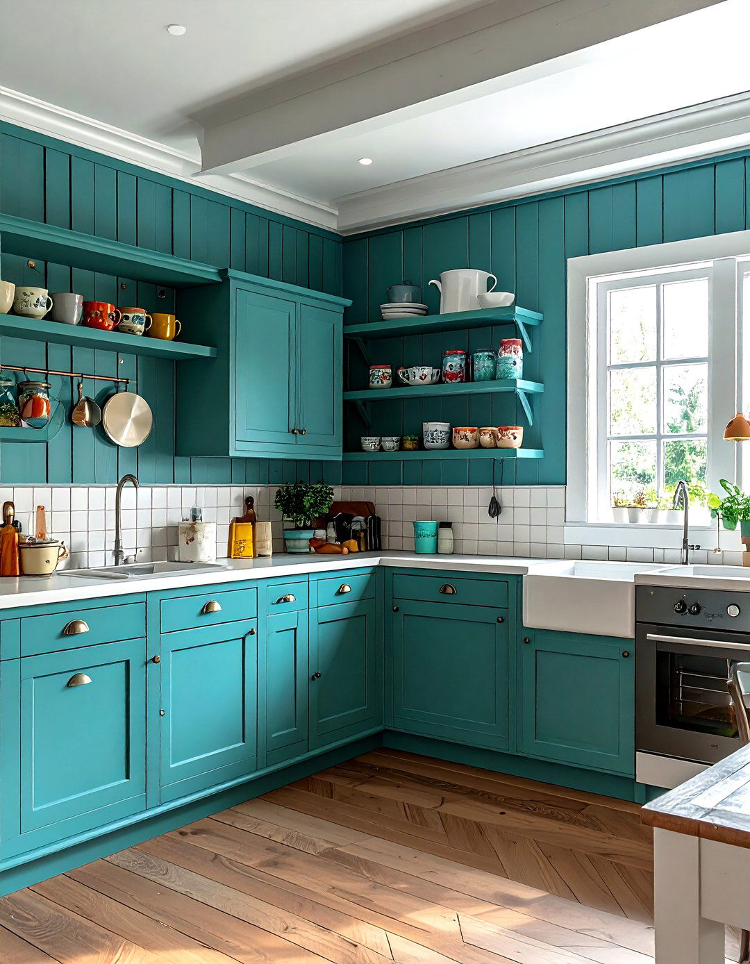 Teal and white cottage kitchen - 30 teal and white kitchen ideas