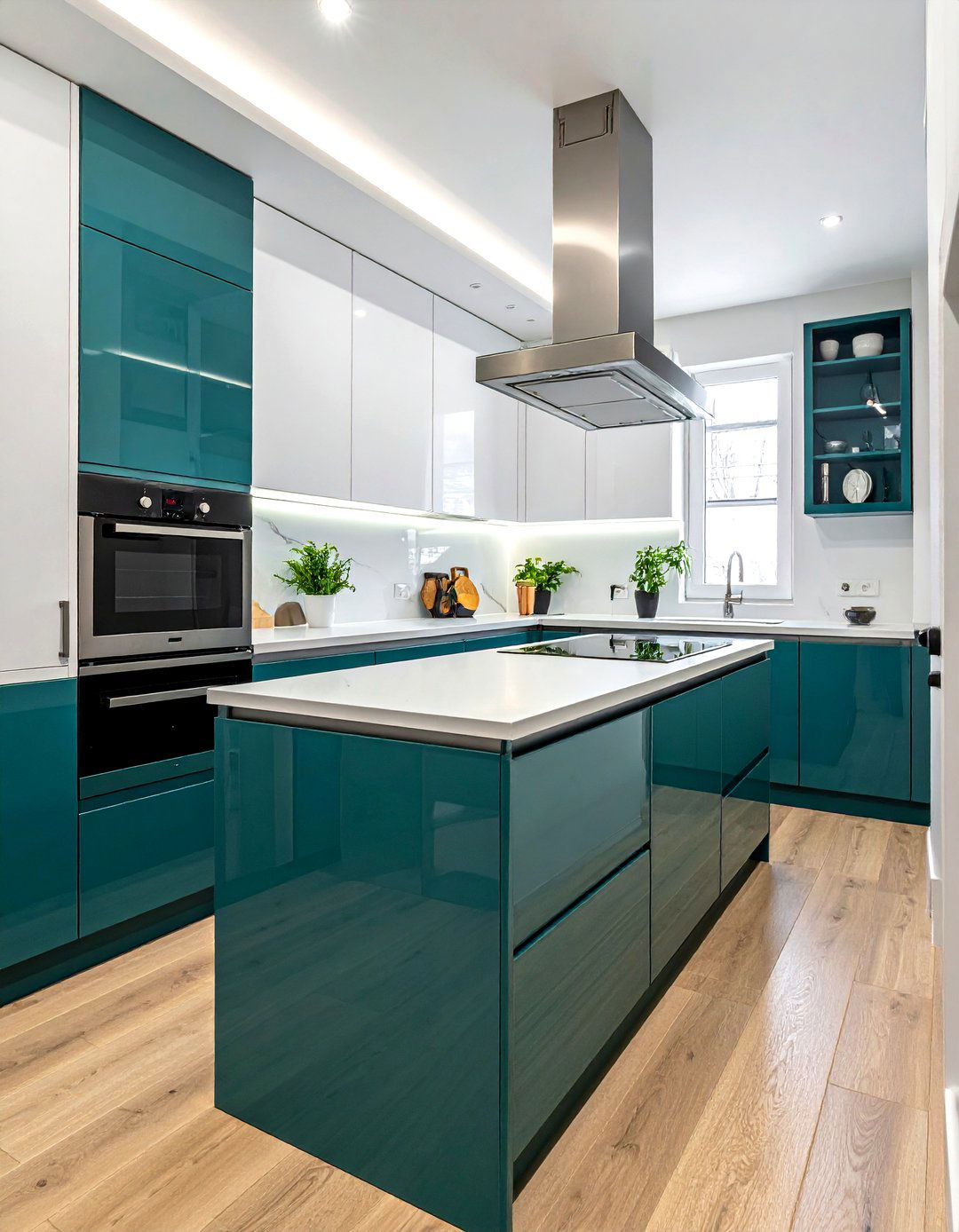 Teal and white galley kitchen - 30 teal and white kitchen ideas