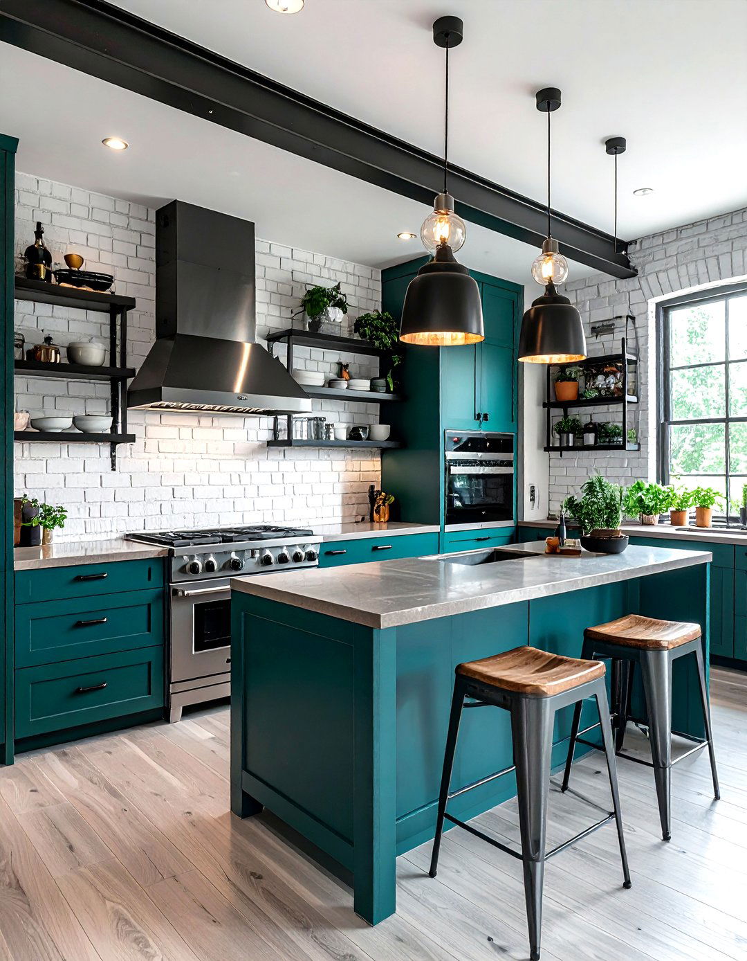 Teal and white industrial kitchen - 30 teal and white kitchen ideas