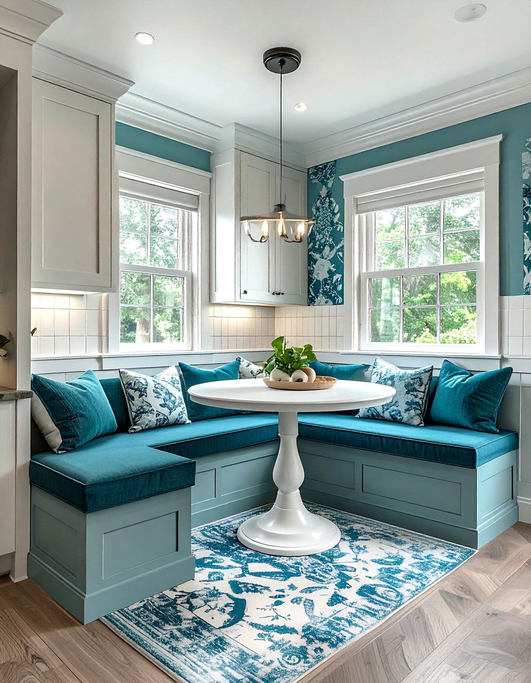 Teal and white kitchen breakfast nook - 30 teal and white kitchen ideas