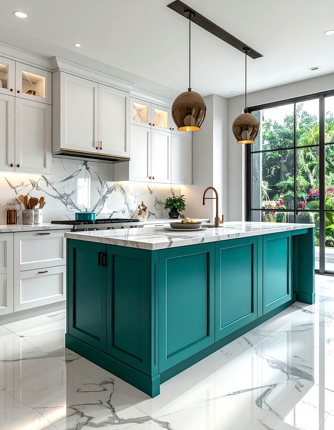 Teal and white kitchen cabinets - 30 two-tone kitchen cabinet ideas