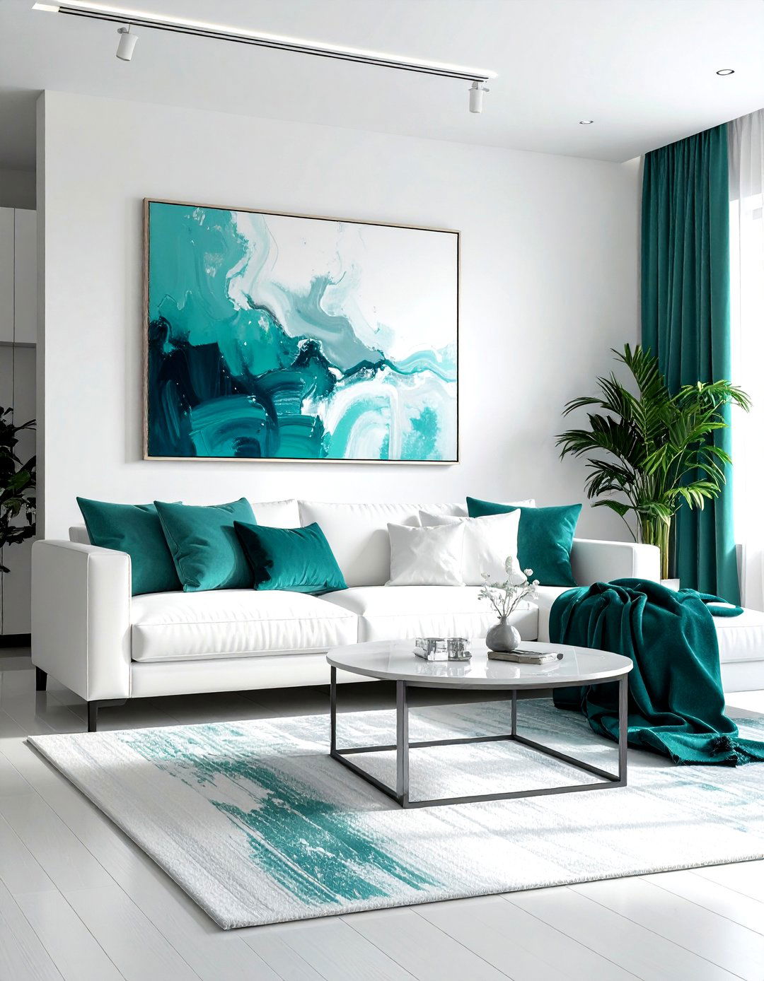 Teal and white living room - 30 minimalist teal living room ideas