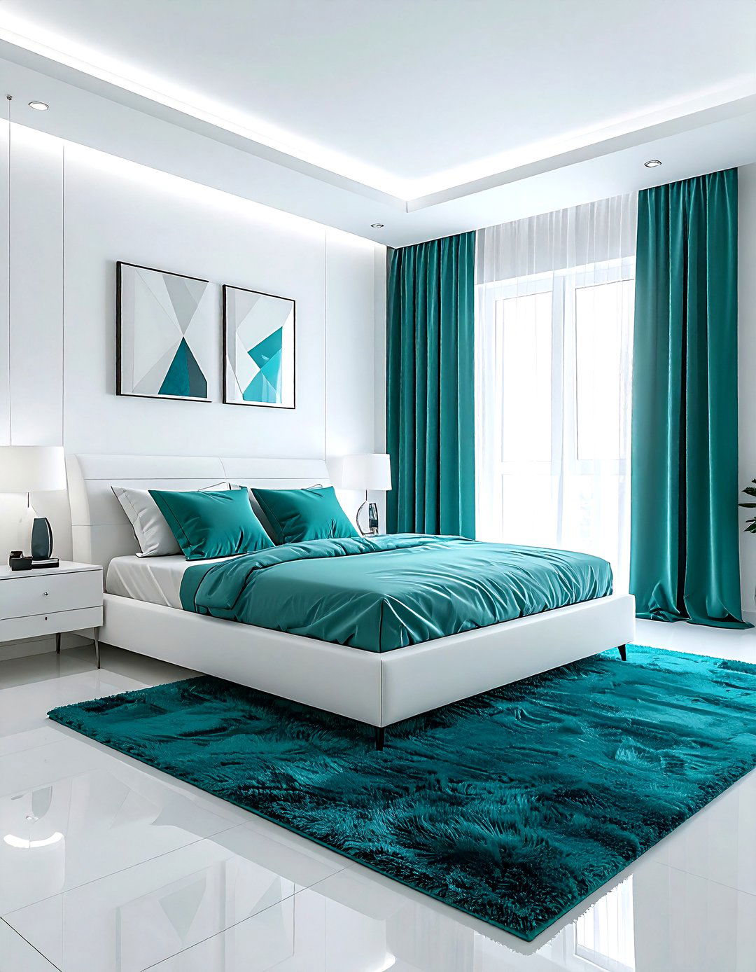 Teal and white minimalist bedroom - 30 minimalist teal bedroom ideas