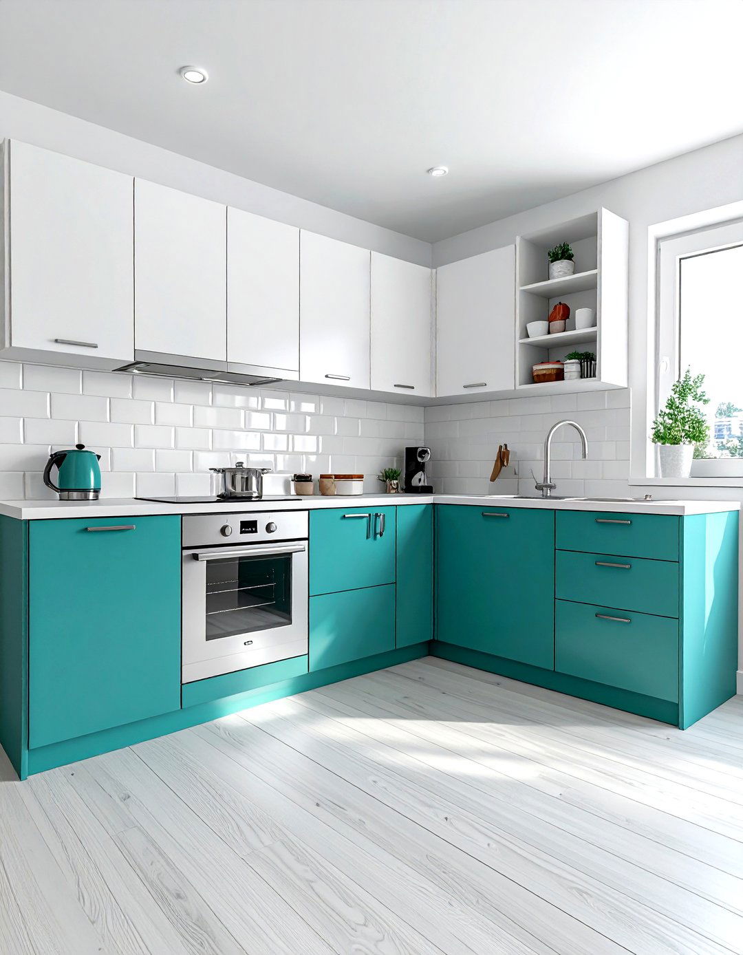 Teal and white small kitchen layout - 30 teal and white kitchen ideas