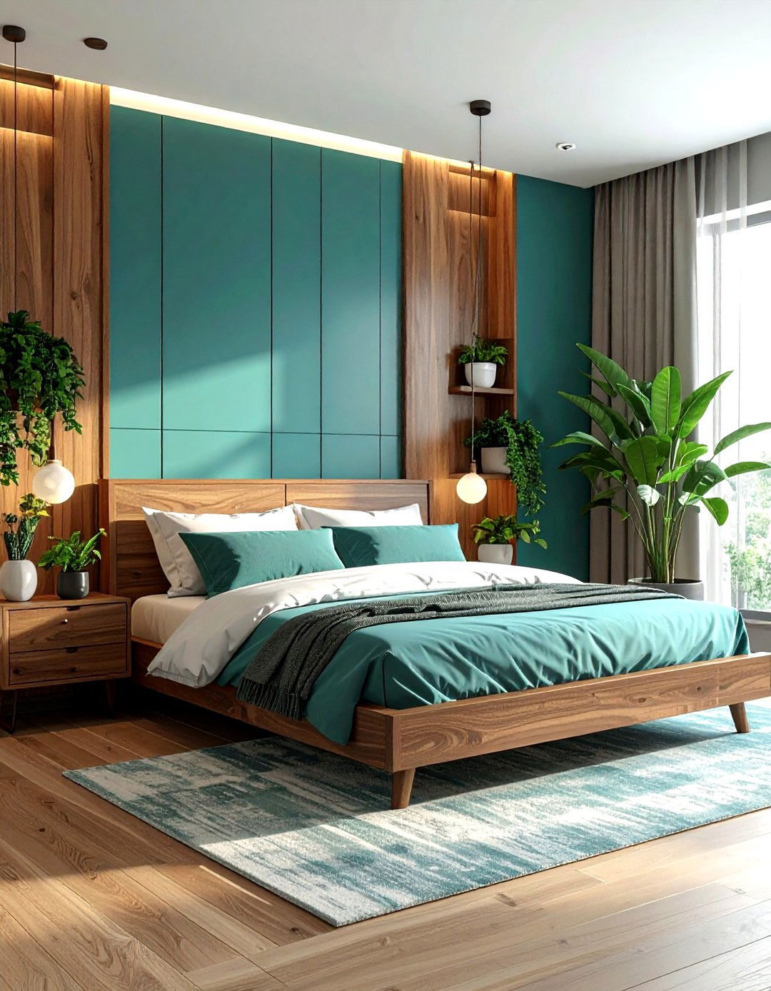 Teal and wood bedroom - 30 minimalist teal bedroom ideas