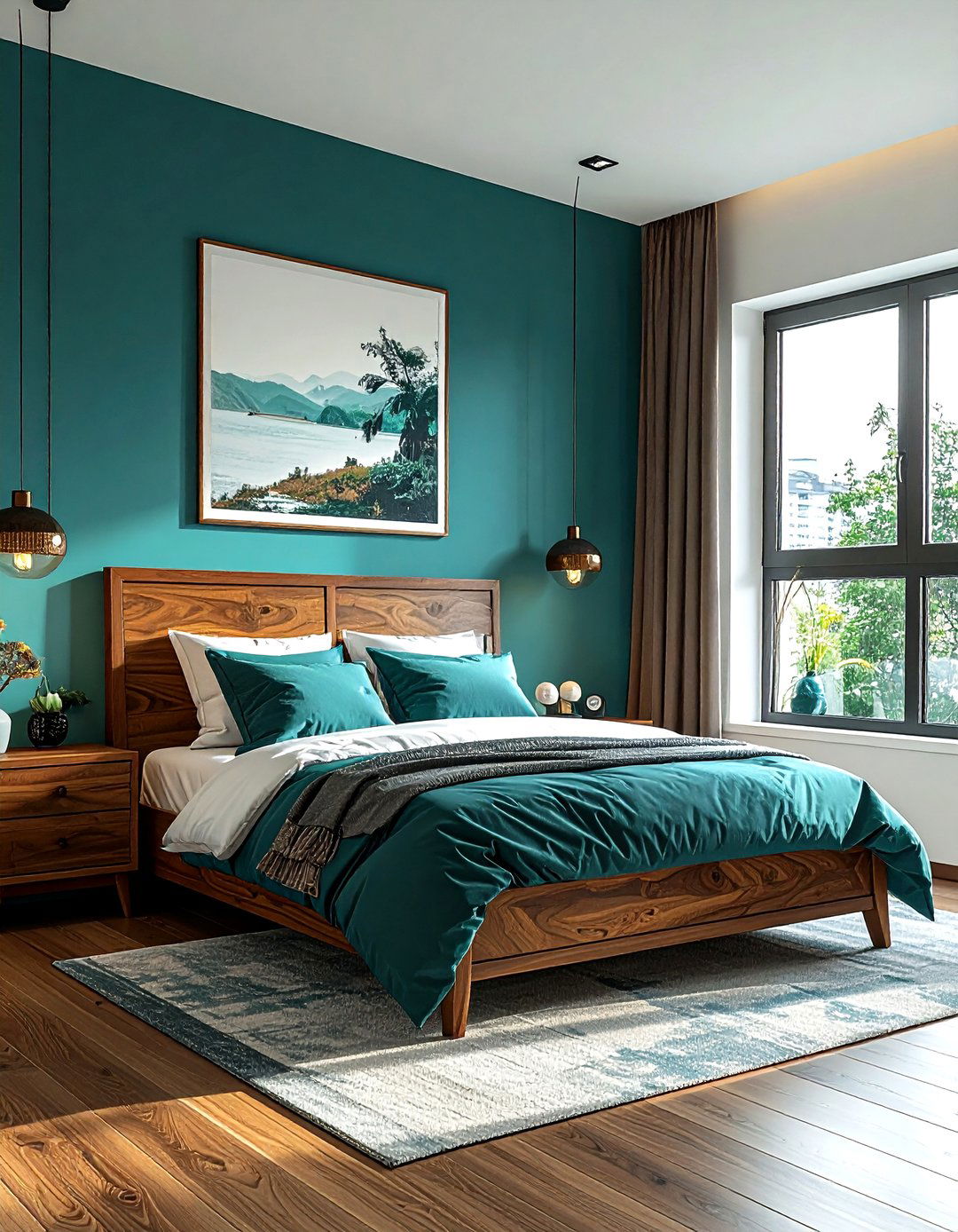 Teal and wood bedroom - 30 contemporary teal bedroom ideas
