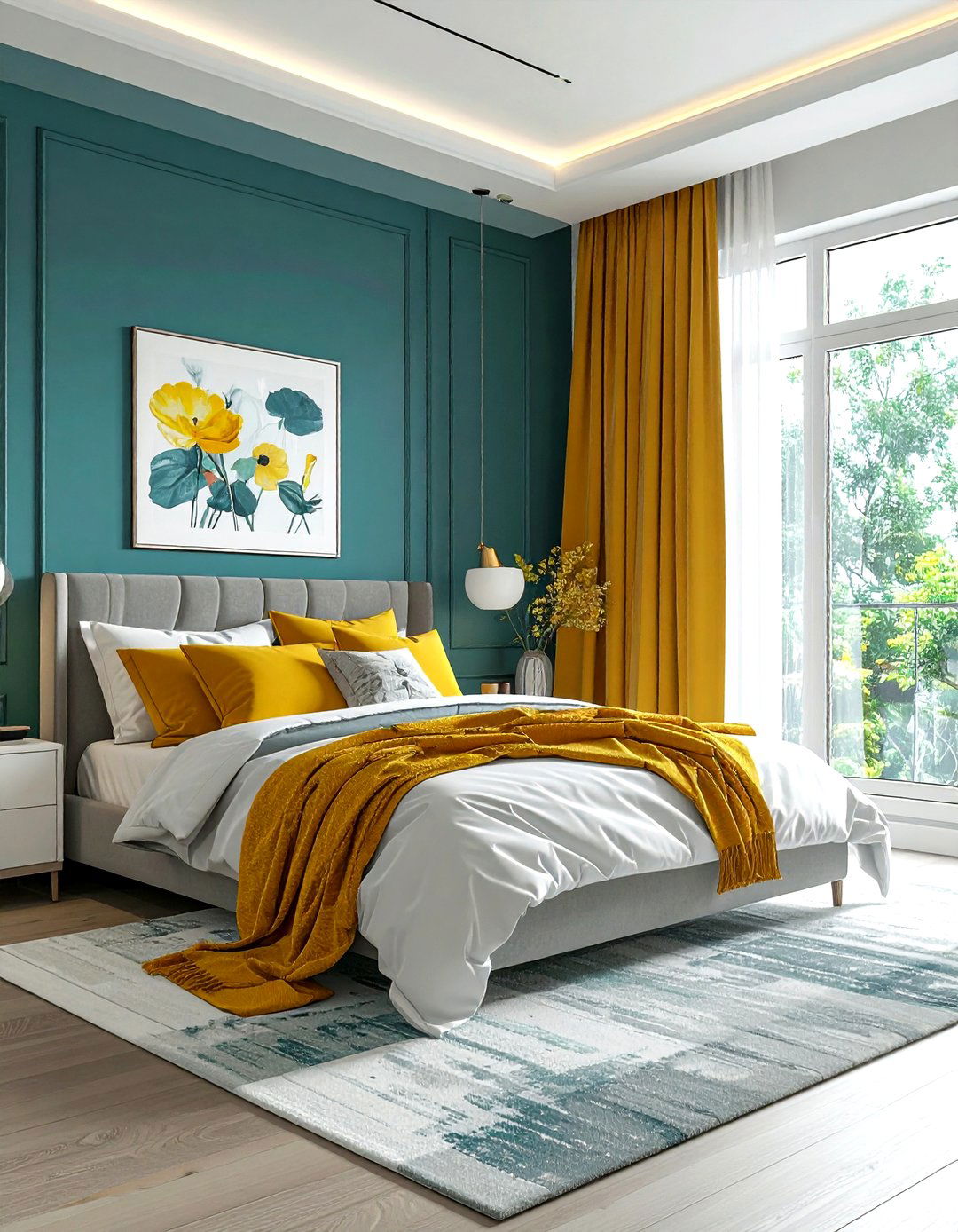 Teal and yellow bedroom - 30 contemporary teal bedroom ideas