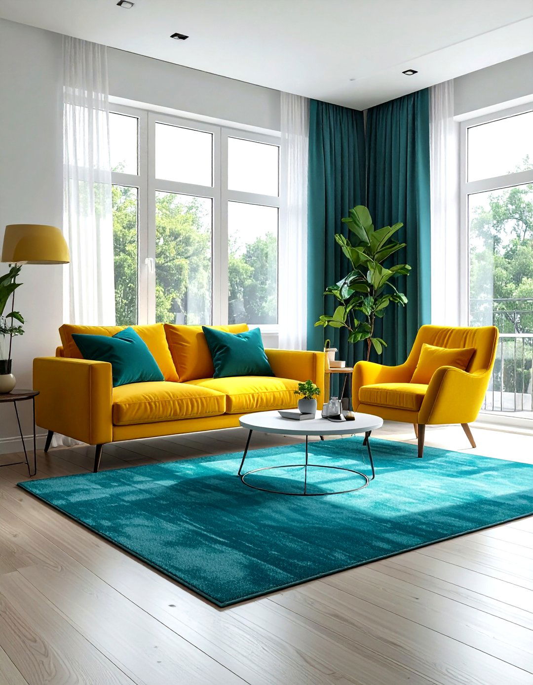 Teal and yellow living room - 30 minimalist teal living room ideas
