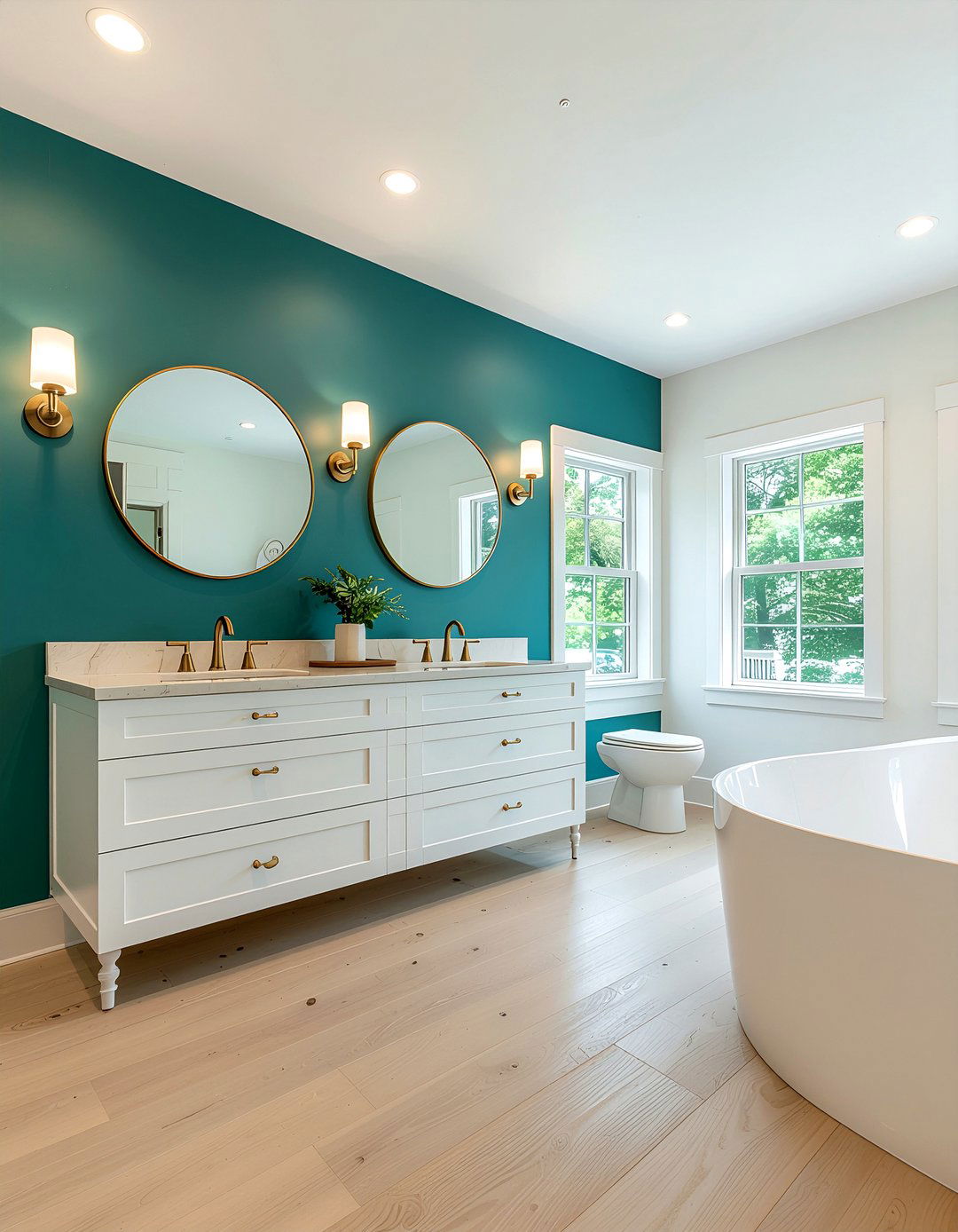 Teal bathroom accent wall - 30 cool teal bathroom ideas