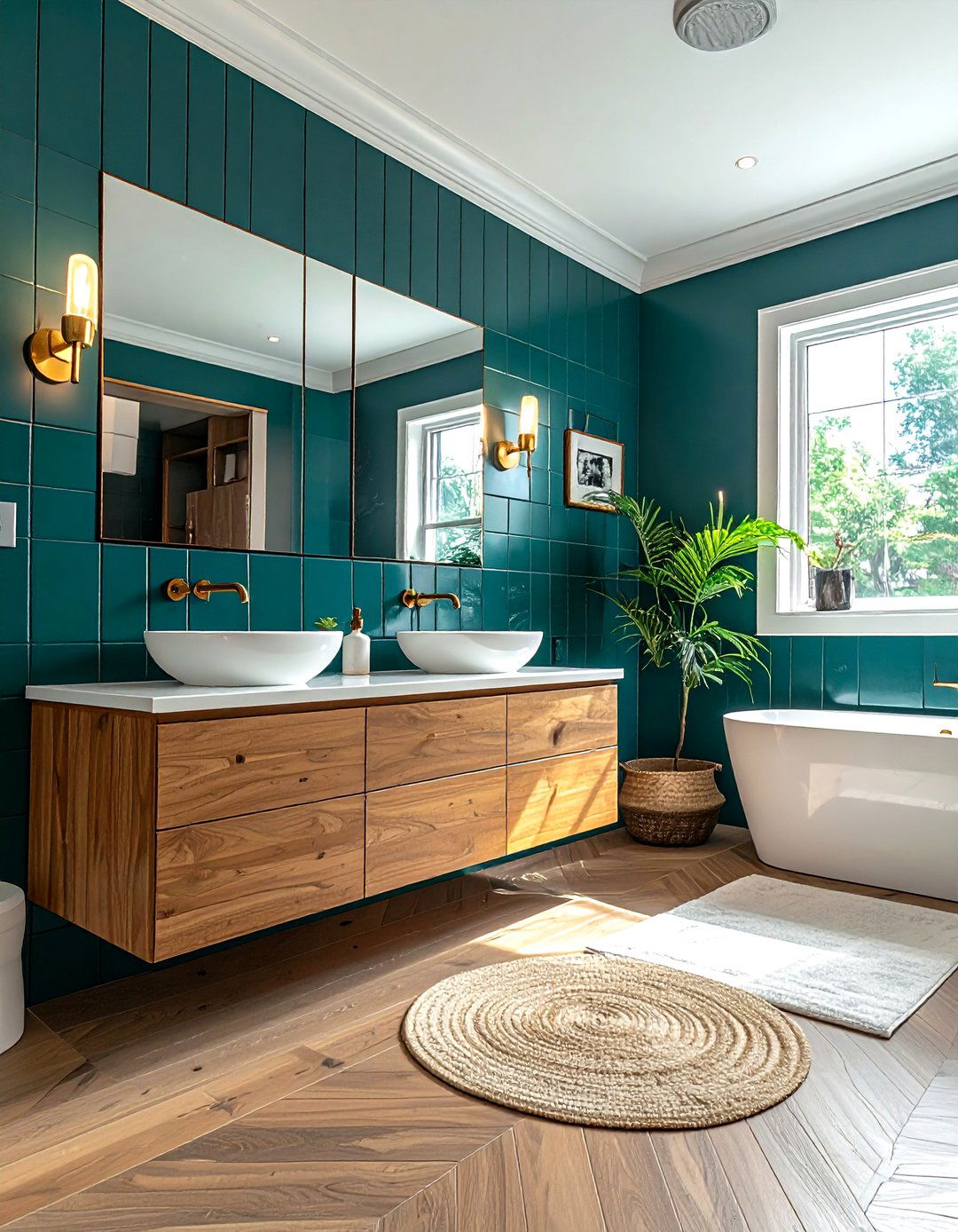 Teal bathroom accent wall - 30 blue bathroom design ideas