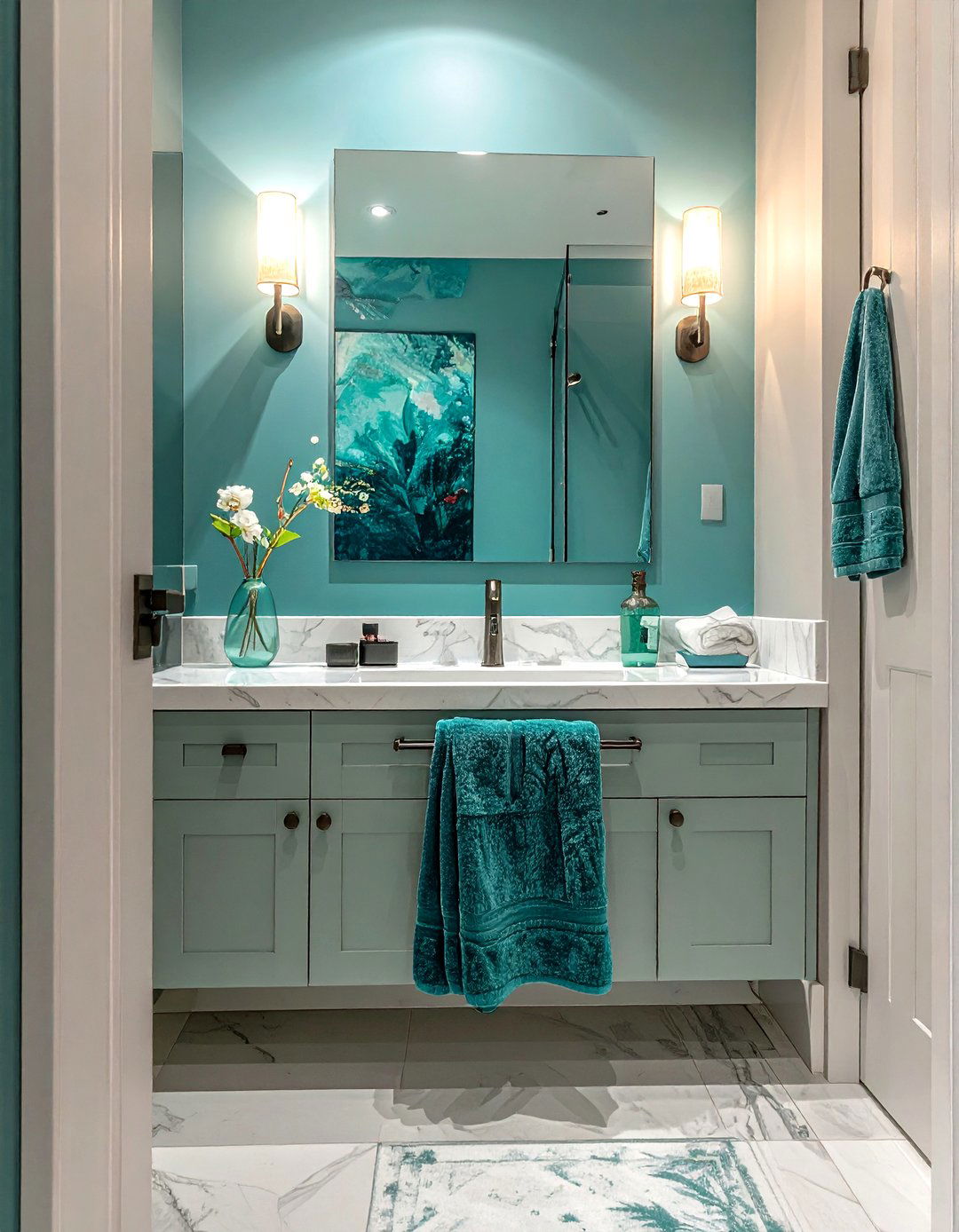 Teal bathroom accents - 30 cool tone bathroom ideas