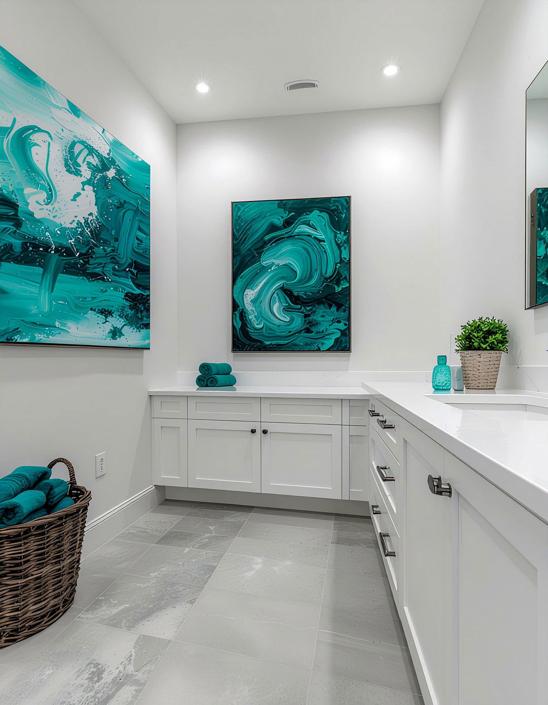 Teal bathroom art - 30 cool teal bathroom ideas