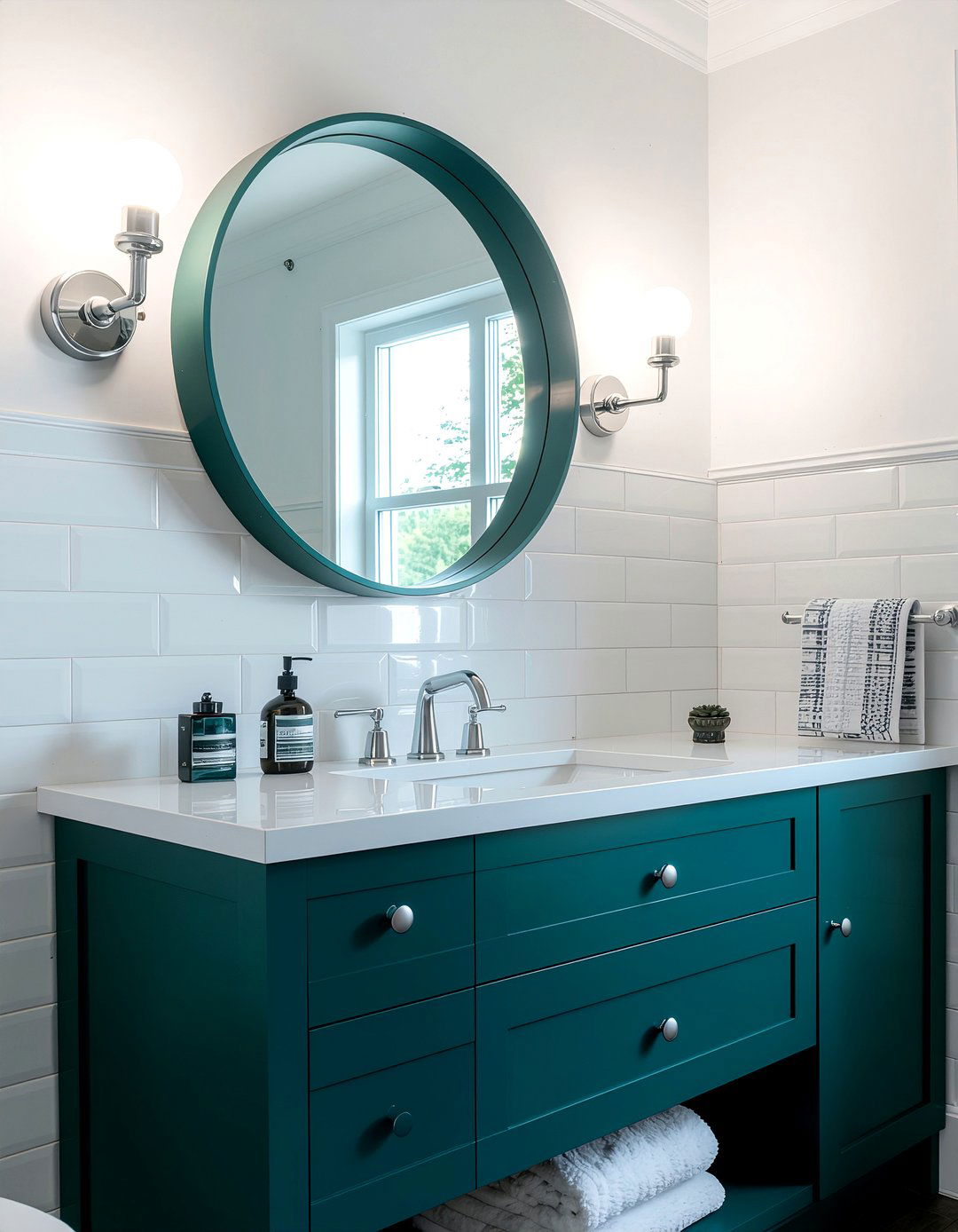 Teal bathroom mirror - 30 cool teal bathroom ideas