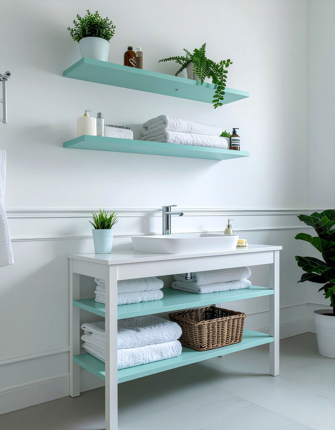 Teal bathroom shelving - 30 cool teal bathroom ideas